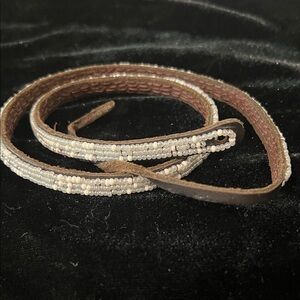 Elegant Leather Beaded Wrap Bracelet - Brown and Cream